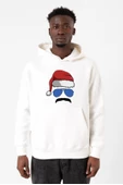 Mustache Christmas Hero Beyaz Erkek 3ip Kapşonlu Sweatshirt thumbnail 1