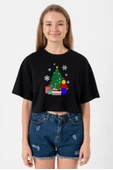 Lego Man Christmas Siyah Kadın Crop Tshirt - 1