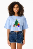 Lego Man Christmas Bebe Mavi Kadın Crop Tshirt - 1