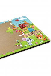 Çiftçi ve Ailesi  3-9 Yaş Çocuklar için 24 Parçalı Ahşap Puzzle Yapboz - 3