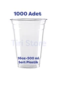 Tiri Store Sert Plastik Bardak 16 oz 500 ml 50 li 20 Paket Toplam 1000 adet - 1