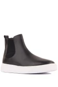 Shoetyle - Siyah Hakiki Deri Erkek Chelsea Bot - Beyaz Taban -  250-041 - 6