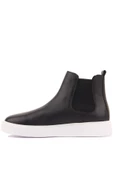 Shoetyle - Siyah Hakiki Deri Erkek Chelsea Bot - Beyaz Taban -  250-041 - 8