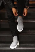 Shoetyle - Gri Hakiki Deri Süet Erkek Chelsea Bot   250-041 thumbnail 3
