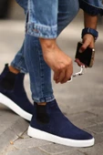 Shoetyle - Lacivert Hakiki Deri Süet Erkek Chelsea Bot   250-041 - 2