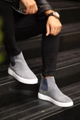 Shoetyle - Gri Hakiki Deri Süet Erkek Chelsea Bot   250-041 thumbnail 2