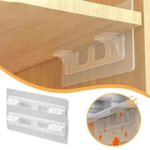 Dolap İçi Raflar İçin 4'lü Plastik Güçlü Yapışkanlı Raf Destek Aparatı thumbnail 1