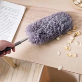 140 Cm Teleskopik Uzatılabilir Mikrofiber Yumuşak Başlıklı Gri Toz Alma Fırçası Toz Püskülü - 2