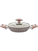 New And Single Granit Sahan Cam Kapaklı Tava 20 cm Gri - 1