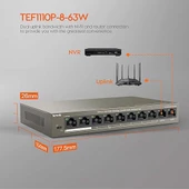TENDA 8port 63w FULL PoE TEF1110P-8-63W 10/100 Yönetilemez Switch thumbnail 3