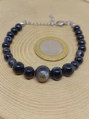 Galaksi Serisi Siyah Akik Taşı Tasarım Bileklik thumbnail 3