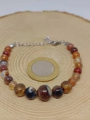 Galaksi Serisi Kahverengi Akik Taşı Tasarım Bileklik thumbnail 3