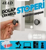 Yapışkanlı Dolap Çekmece Stoperi Kapak Ses Engelleyici 48Adet-Beyaz - 5