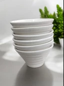 Evmutfak porselen 6 li çerezlik kahvaltılık kase 10 cm mini çerez tabağı krem renk - 2
