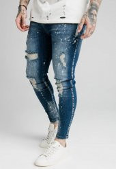 SikSilk Distressed Riot Erkek Kot Pantolon Mavi - 1