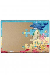 Yunus Balığı ve Arkadaşları  3-9 Yaş Çocuklar için 24 Parçalı Ahşap Puzzle Yapboz - 2