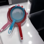 3 lü Plastik Un ve Süt Süzgeci, Katı ve Sıvı Gıdalar İçin Süzgeç Seti - 2