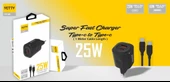 PDAteknoloji Yetty Çift Çıkışlı PD 25w 3.0 Type-C to Type-C 1m Hızlı Şarj Kablosu - Siyah (Yerli Üretim) - 3