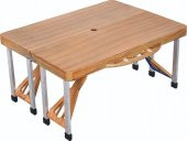 PRATİK ÇANTALI PİKNİK MASASI KAMP MASA 4 KİŞİLİK AHŞAP GÖRÜNÜM - 2