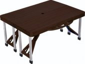 PRATİK ÇANTALI PİKNİK MASASI KAMP MASA 4 KİŞİLİK AHŞAP GÖRÜNÜM - 5