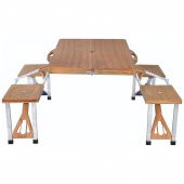 PRATİK ÇANTALI PİKNİK MASASI KAMP MASA 4 KİŞİLİK AHŞAP GÖRÜNÜM - 7