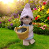 Fenerli Cüce Heykel Biblo Seti 2 Adet Dekoratif Saksılı Cüce Seti - 5