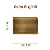 KAYIN AĞACI 3 cm Kalınlığında 2 Sosluklu Sunum Tabağı - 4