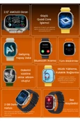 Apple iPhone 11 Pro Uyumlu Akıllı Saat Watch ULTRA2 49MM Kordon Hediyeli - Son Versiyon - 3