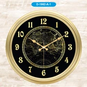 Galaxy 1964 Premium Serisi Dünya Haritası Desenli Duvar Saati 45 CM Gold-Black - 1