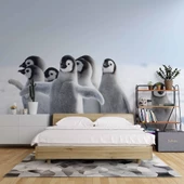 Kutuplar ve Yavru Penguen Manzaralı Duvar Kağıdı - 2