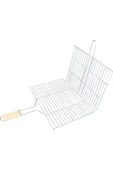 Ahşap Saplı Mangal Izgarası Galvanizli Paslanmaz Kafes Demir 32 x 42 cm - 3