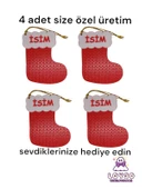 Yılbaşı Çam Ağacı Süsleri Yeni Yıl Çorap 4 Adet isme size özel - 2