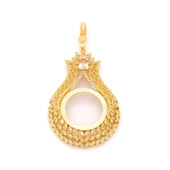 Yarım Altın Çerçeveli Kolye Ucu Altın Kaplama İşlemeli TGR-629 thumbnail 1