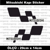 Mitsubishi sticker yan kapı şerit tuning model set etiket 2li siyah - 1