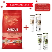Unique Sterilised Somonlu Kısırlaştırılmış Kedi Maması Somonlu 2 kg + Vet's Health Antihairball 100g + Multivitamin Paste 100g - 1