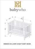 Babywho Bw6050 Erba Doğal Ahşap Bebek Beşiği - Tekerlekli, Sallanır, Kademeli, Anne Yanı Beşik - 70x130cm - 9