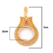 Yarım Altın Çerçeveli Kolye Ucu Altın Kaplama İşlemeli TGR-634 thumbnail 2