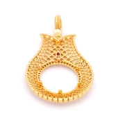 Yarım Altın Çerçeveli Kolye Ucu Altın Kaplama İşlemeli TGR-634 thumbnail 5