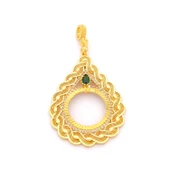 Yarım Altın Çerçeveli Kolye Ucu Altın Kaplama İşlemeli TGR-638 thumbnail 1