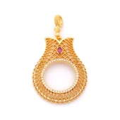 Yarım Altın Çerçeveli Kolye Ucu Altın Kaplama İşlemeli TGR-634 thumbnail 1