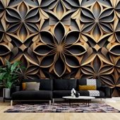 3 Boyutlu Geometrik Çizim Desenli Duvar Kağıdı - 1
