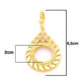 Yarım Altın Çerçeveli Kolye Ucu Altın Kaplama İşlemeli TGR-659 thumbnail 2
