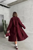 kadın astarlı bordo ithal kaşe kaban DPNBG048 - 5