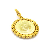 BZ Altın Kaplama Dorikalı Yarım Altınlı Kadın Kolye Ucu TGR-581 - 4