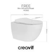 Creavit Free Beyaz Kanallı Asma Klozet FE320, Creavit Free Duck Yavaş Kapak - 3