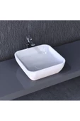 Turavit Porto Çanak Beyaz Kare Deliksiz Lavabo 40 cm PRT0708 - 3