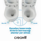 Creavit Free Beyaz Kanallı Asma Klozet FE320, Creavit Free Duck Yavaş Kapak - 7