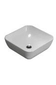 Turavit Porto Çanak Beyaz Kare Deliksiz Lavabo 40 cm PRT0708 - 5