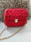 Kırmızı örgü çanta thumbnail 3