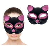 Siyah Renk Pembe Simli Kedi Maskesi - 1